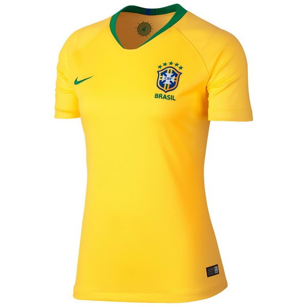 Maillot Football Brésil Domicile Femme 2018 Jaune